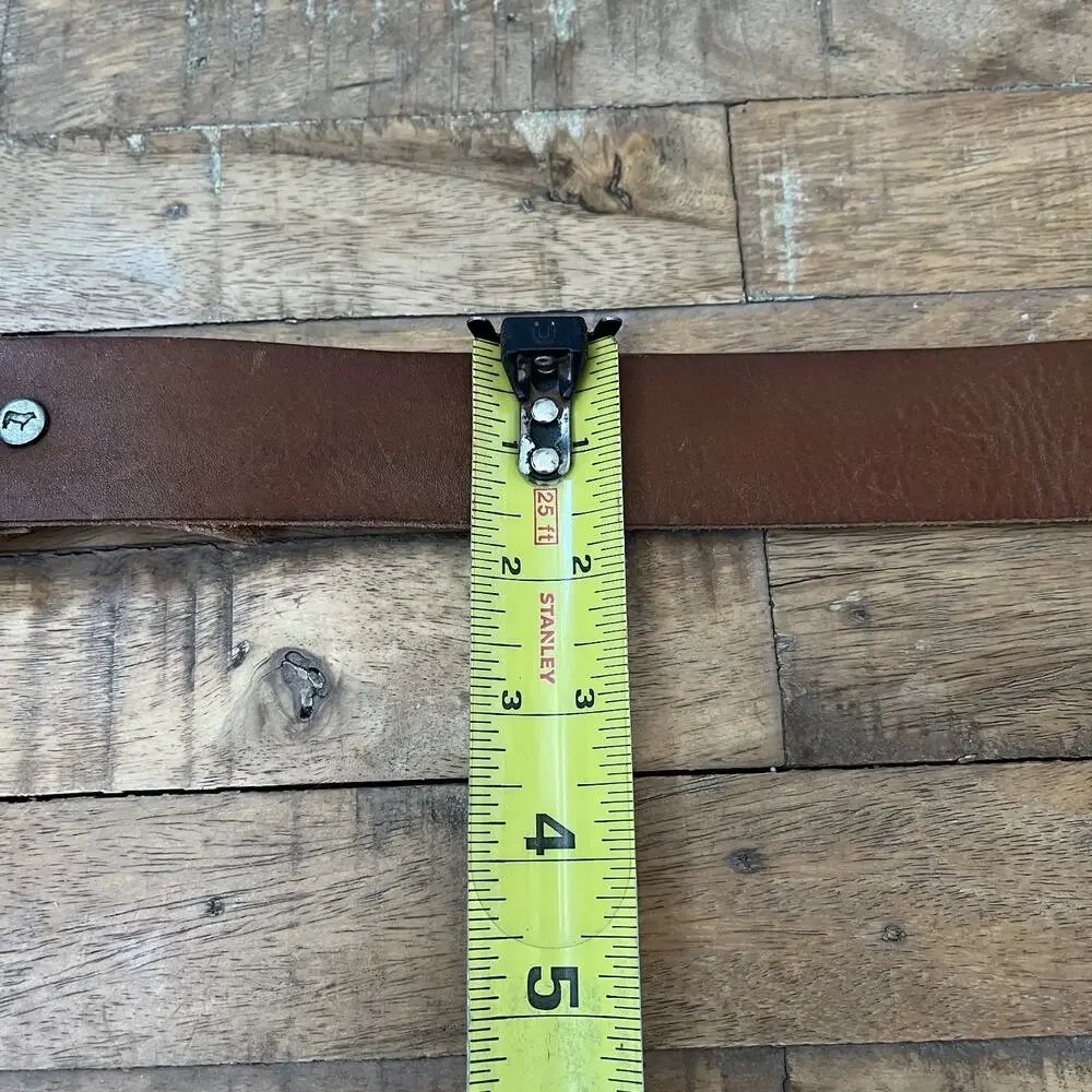 Will Belt Men's 34 Hand Crafted Genuine Leather Belt Brown Silver Buckle Mexico